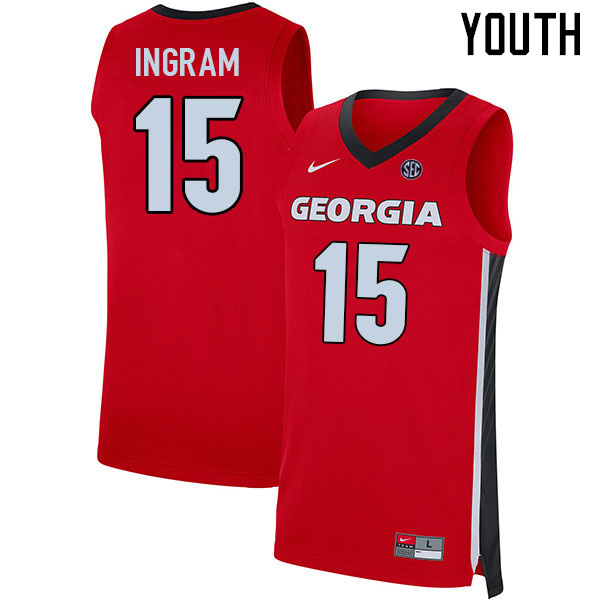 Youth #15 Jailyn Ingram Georgia Bulldogs College Basketball Jerseys Sale-Red